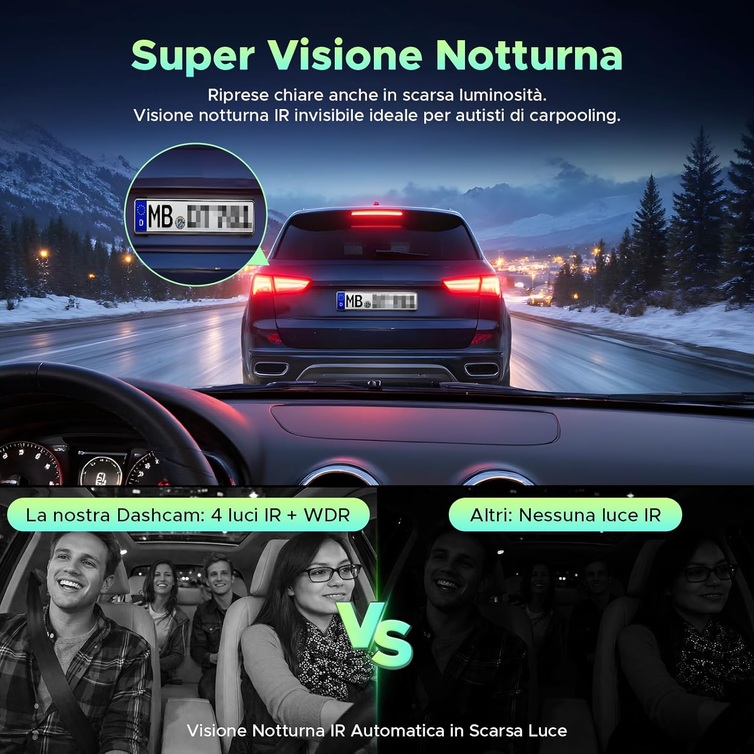 Thumbnail 2 de LAMTTO Dashcam 4 Canali 360° con WiFi 5GHz e kit hardwire: sorveglianza per auto, taxi e parcheggio