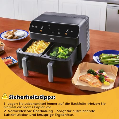 Thumbnail 6 de TopEsct 120 feuilles de papier sulfurisé 21x14 cm pour air fryer – Qualité alimentaire, résistance à l'huile