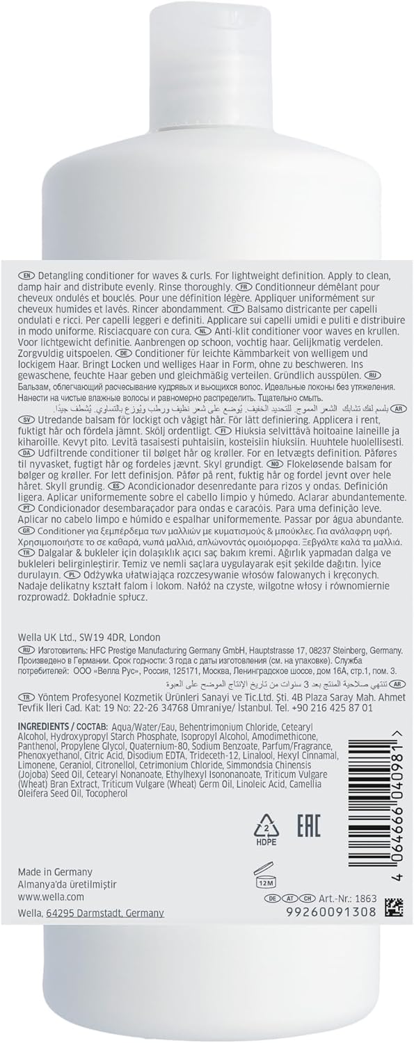 Detalle 2 de Wella Professionals NUTRICURLS Cleansing Conditioner per capelli ondulati con Olio di Jojoba