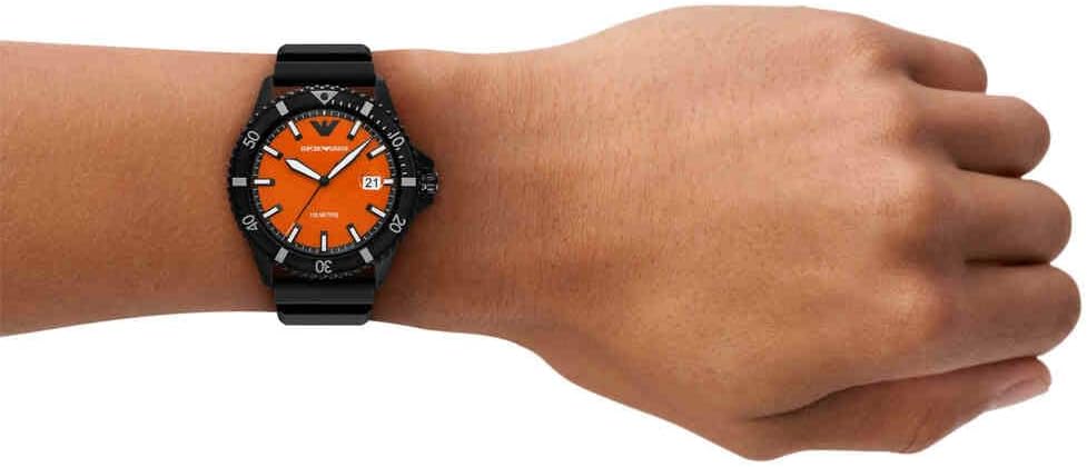 Thumbnail 1 de Emporio Armani Uhr Herrenuhr Quarz Dreizeiger Datum, 42 mm Gehäuse, Silikonband