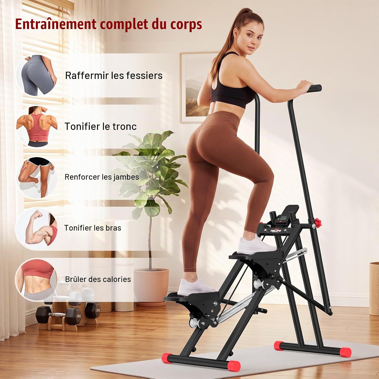 Detalle 2 de RELIFE REBUILD YOUR LIFE JL-CT03 opvouwbare stepper met 3 weerstanden