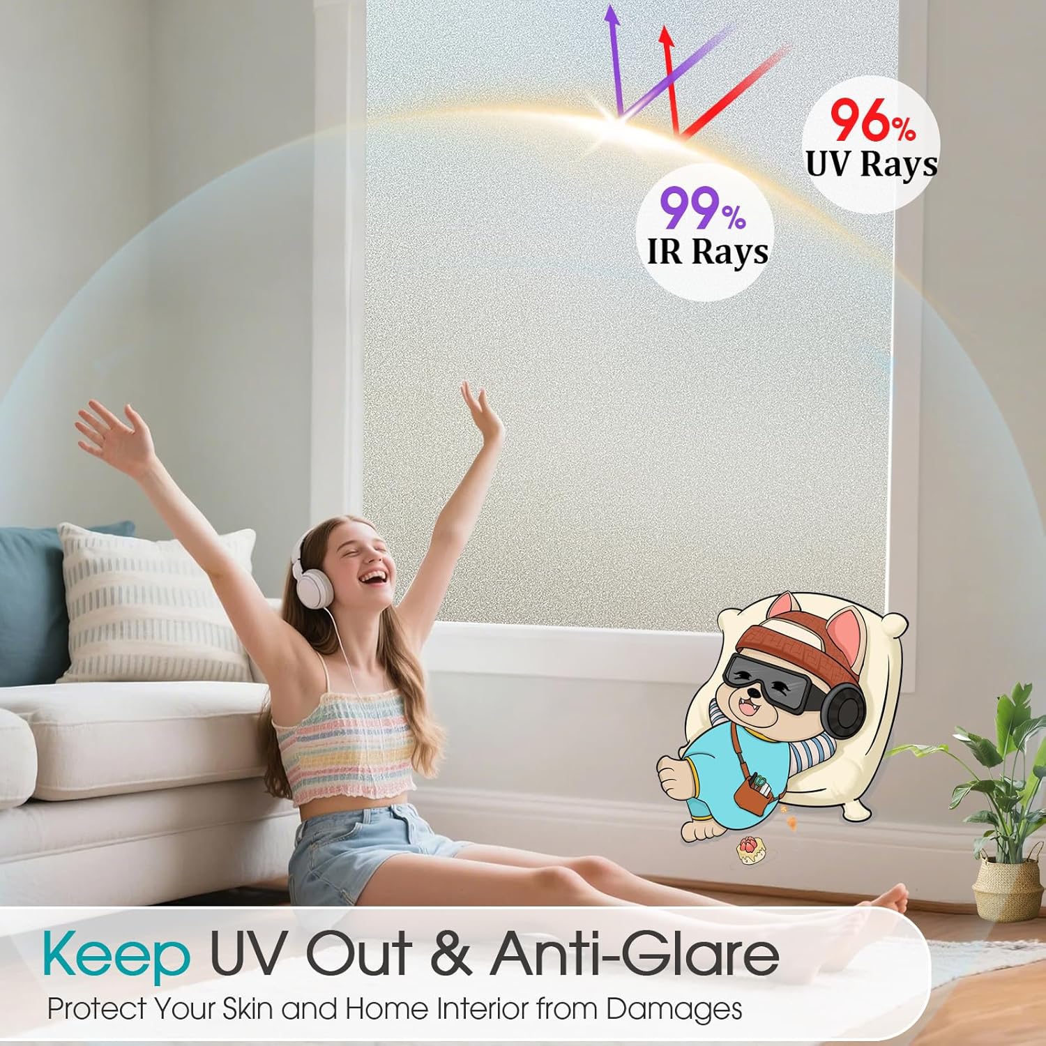 Detalle de Coavas Window Privacy Film 35.4×118.1 in 🪟