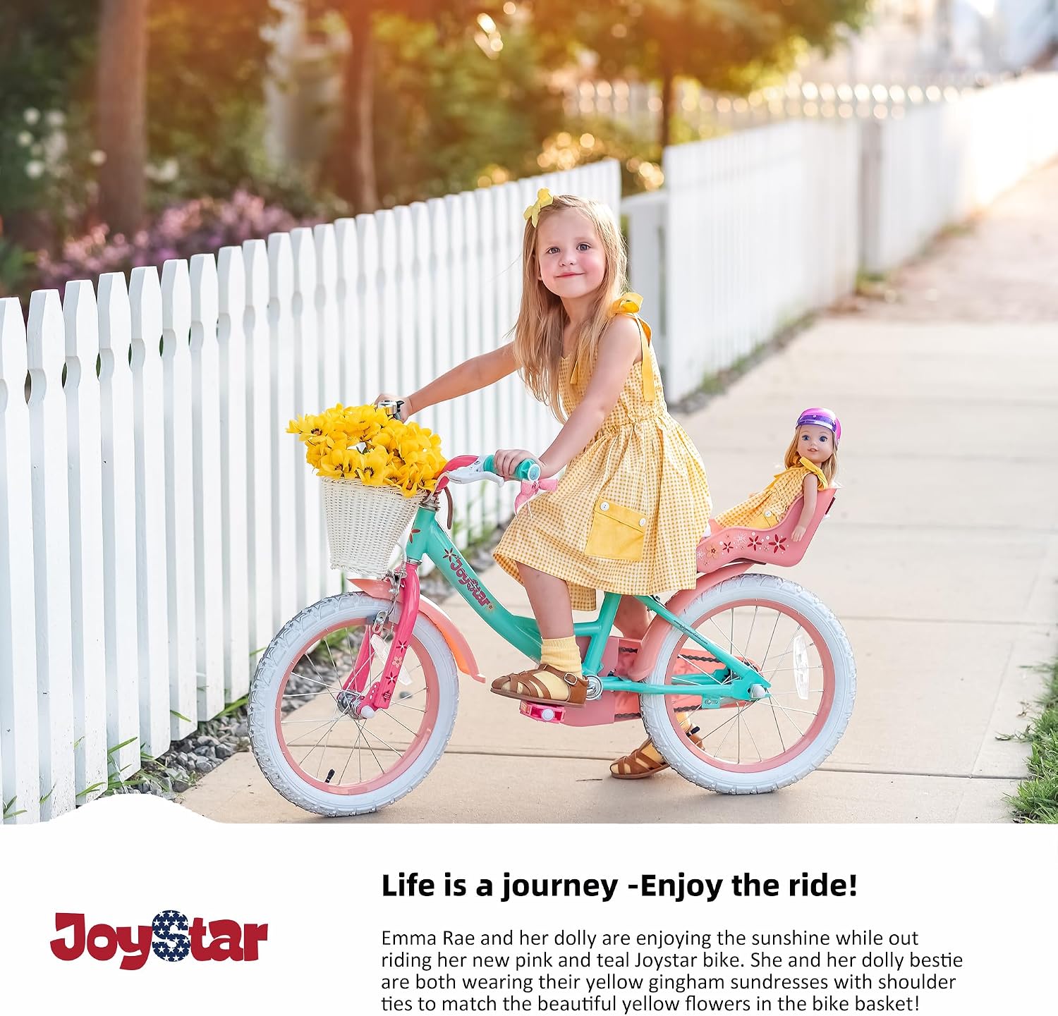 Detalle 2 de JOYSTAR Unicorn Kids Bike for Girls (12–18 inch) with Training Wheels, Doll Seat, and Accessories