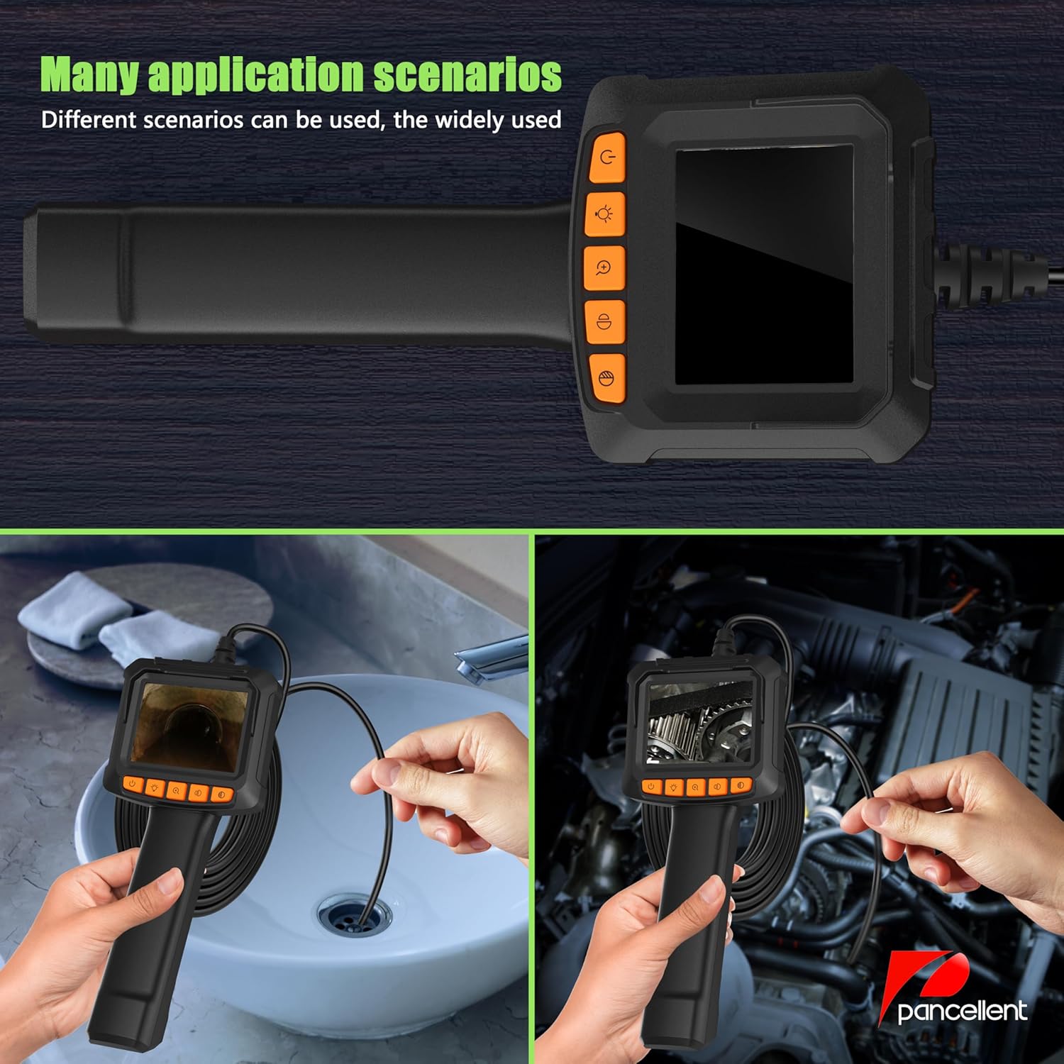 Thumbnail 6 de Pancellent 1920P Endoscope Camera with Light – 5m Semi-Rigid Sewer Borescope with 2.4" IPS Display