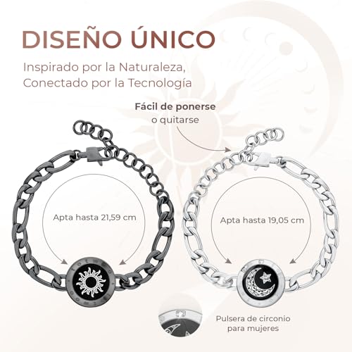 Detalle de TOTWOO Pulseras Inteligentes de Pareja: toque, vibración e iluminación a distancia en acero 316