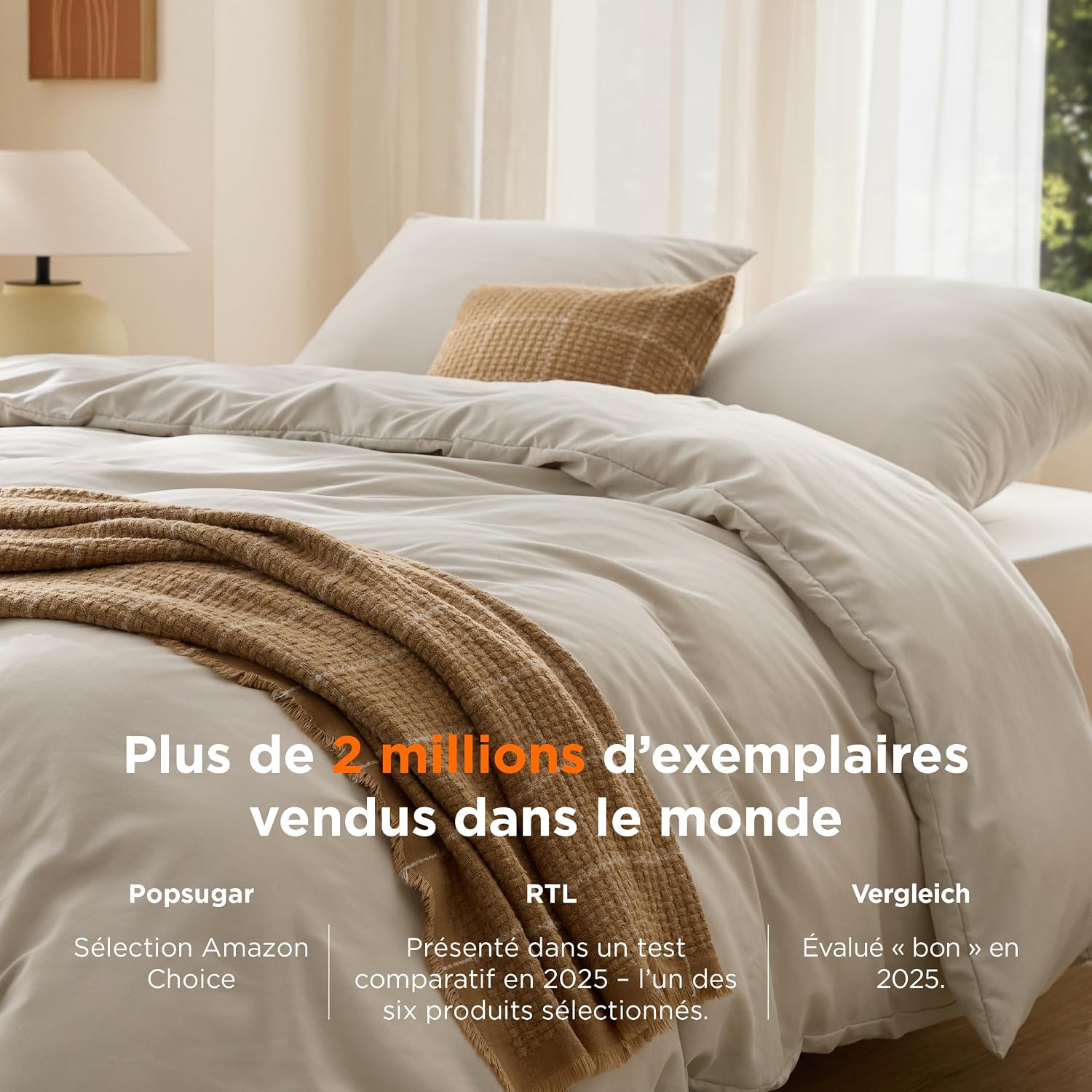 Detalle 2 de Bedsure Housse de Couette 240x220 beige