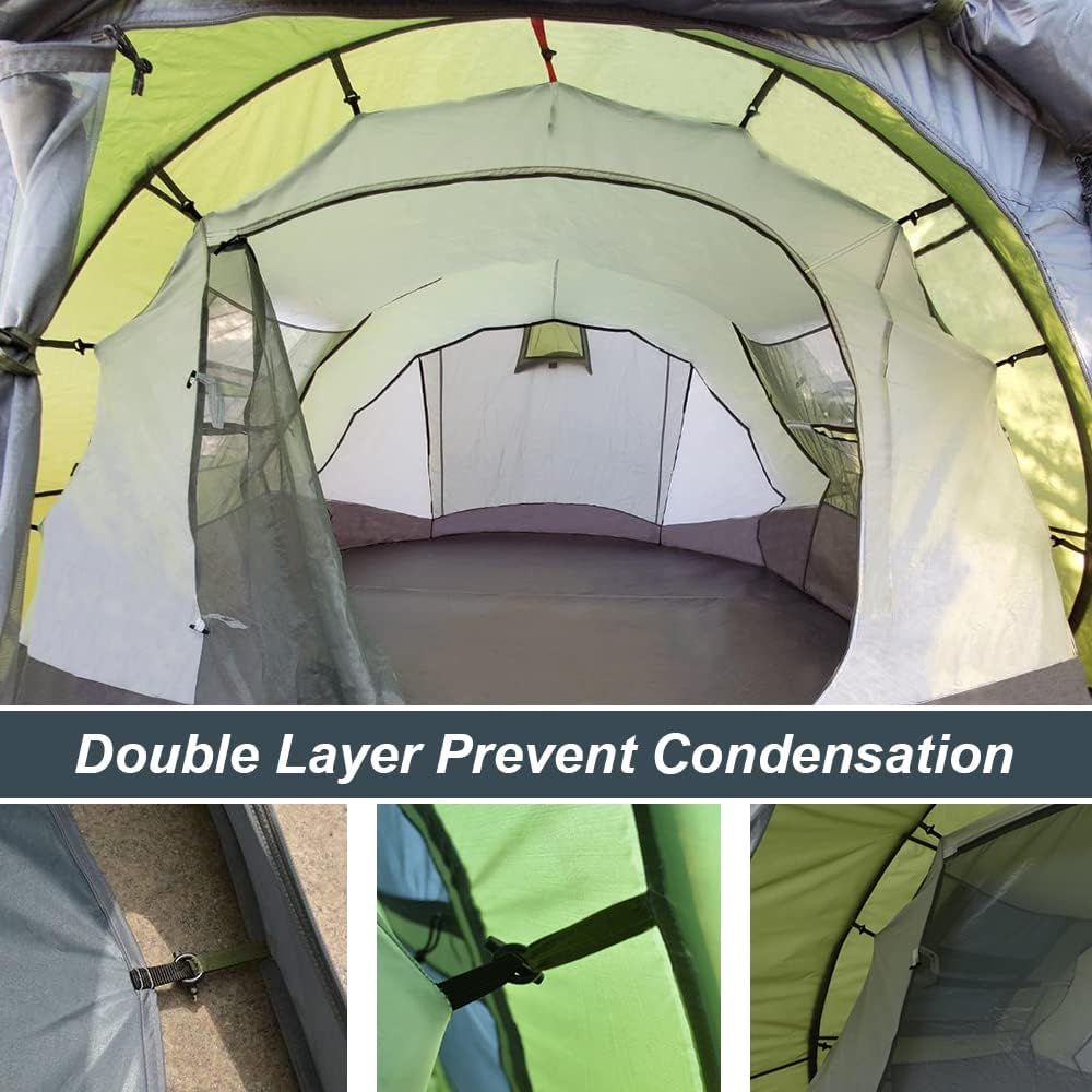 Detalle 2 de Zelt 4-6 Personen Wasserdicht – Pop Up Familienzelt mit Vorraum, 380 × 160 × 130 cm