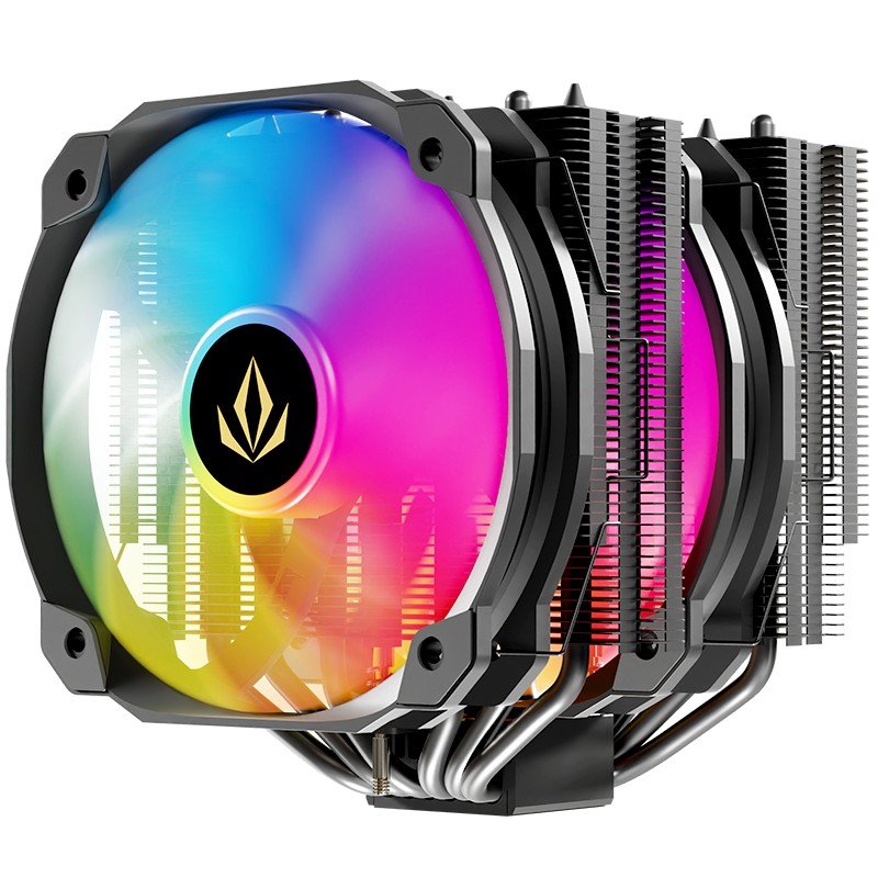 Detalle de Forgeon Windlord ARGB Black 2x140 mm disipador CPU con 6 heatpipes 🖥