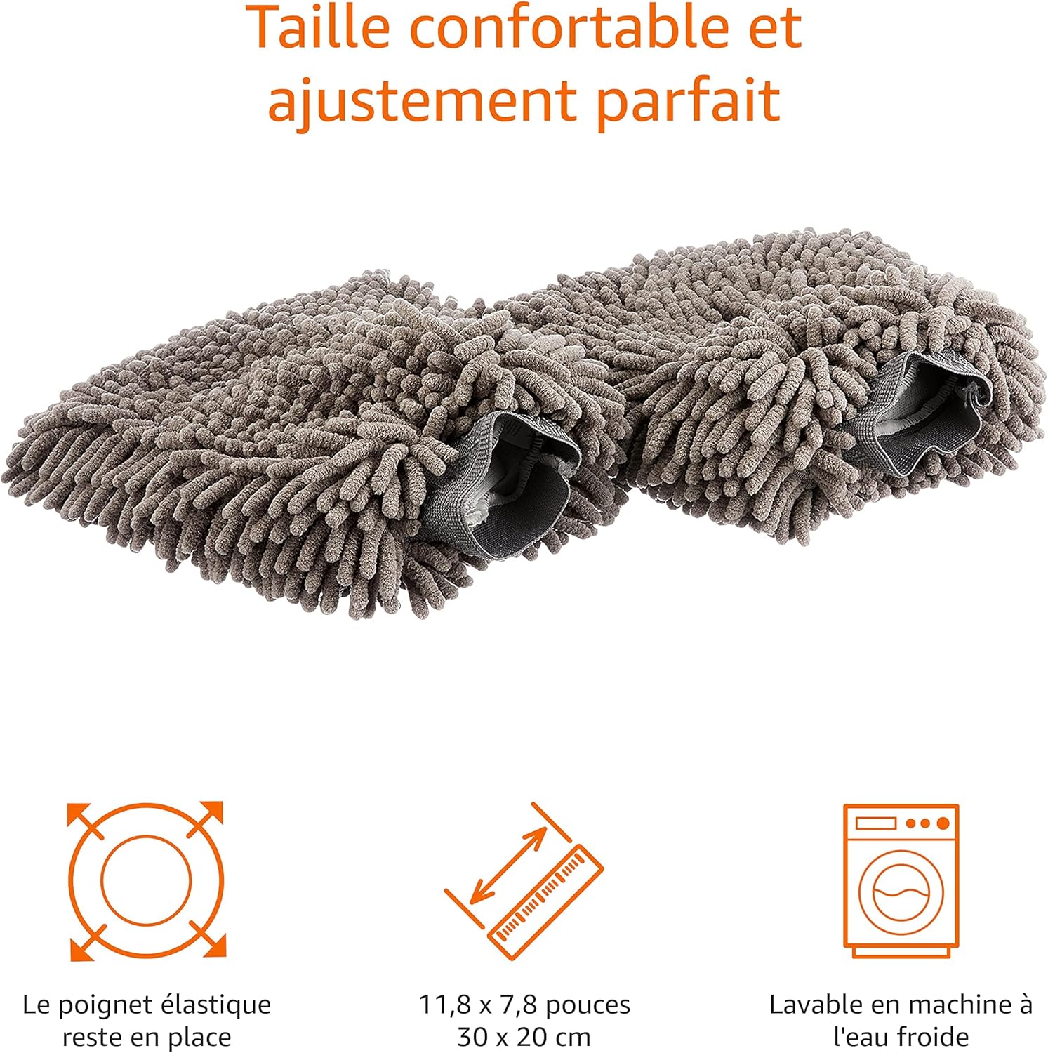Thumbnail 1 de Amazon Basics Gant de lavage microfibre Chiffon – Pack de 2, 30 × 20 cm, Gris