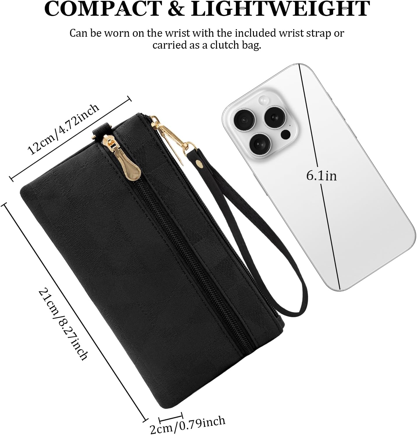 Detalle 2 de LJCZKA Leather Wristlet Wallet for Women and Men – Black-2