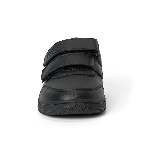 Detalle de Kickers Kids Unisex Mervan School Shoes, Easy Fasten Strap, Black, 12.5 UK