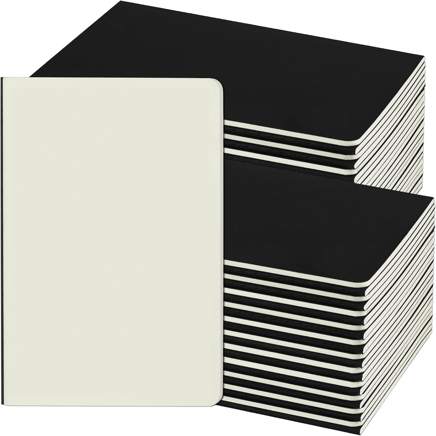 Detalle de ZCZN Cahiers A5 – Lot de 48 blocs note 60 pages, couverture kraft noire, papier FSC 80 g/m²