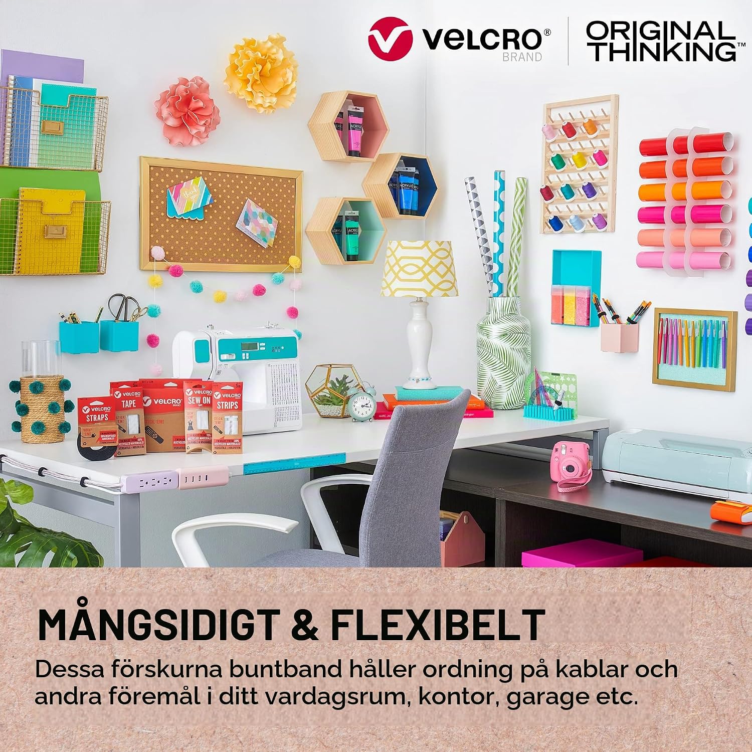 Detalle de VELCRO Brand Eco One-Wrap återanvändbara remmar, 10 mm x 13 cm, svarta, 6-pack