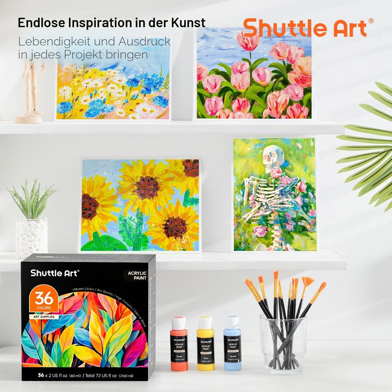 Thumbnail 6 de Shuttle Art Acrylfarben Set 36 Farben 60 ml 🎨