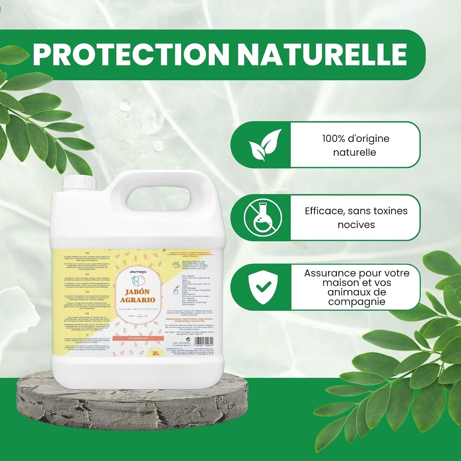 Detalle de PLANTAWA Savon Potassique 2L – Formule Naturelle Polyvalente pour Préparations Maison