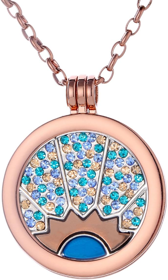 Detalle de Morella Collana Donna con Pendente in Acciaio Inossidabile Rosato da 70 cm con Moneta da 33 mm in Sacchetto di Gioielli