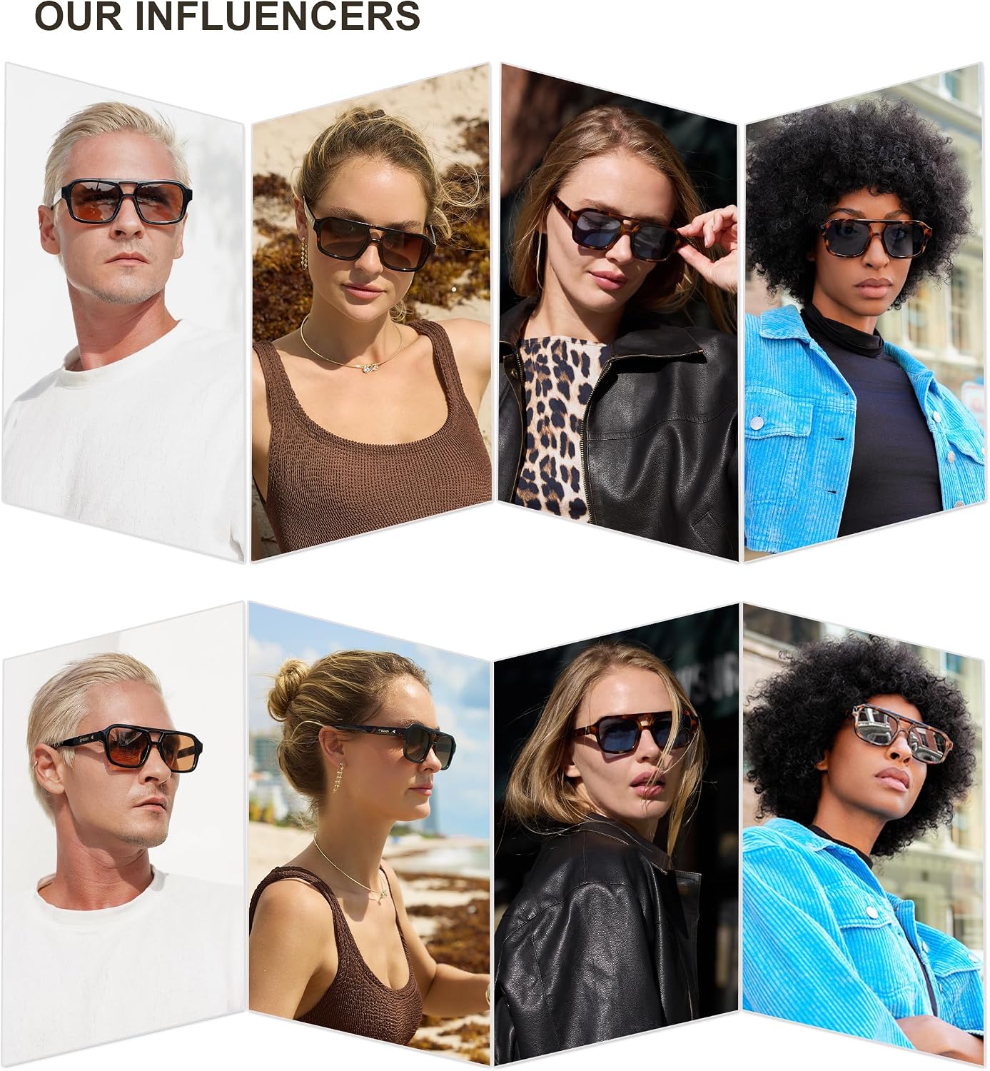 Detalle 2 de SOJOS SJ2342 Retro Rechteckige Sonnenbrille – Polarisierte Quadratische Brille mit UV400