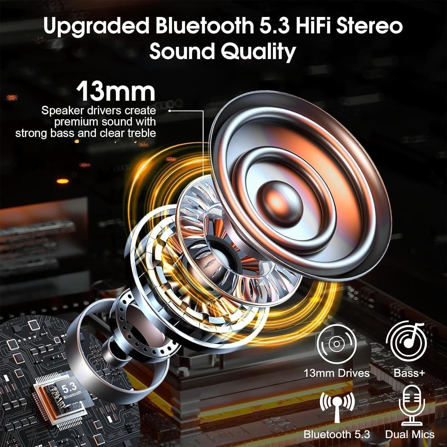 Thumbnail 2 de Bluetooth Headset V5.3 with Dual ENC Mics – Handsfree In-Ear Earpiece for Work and Travel