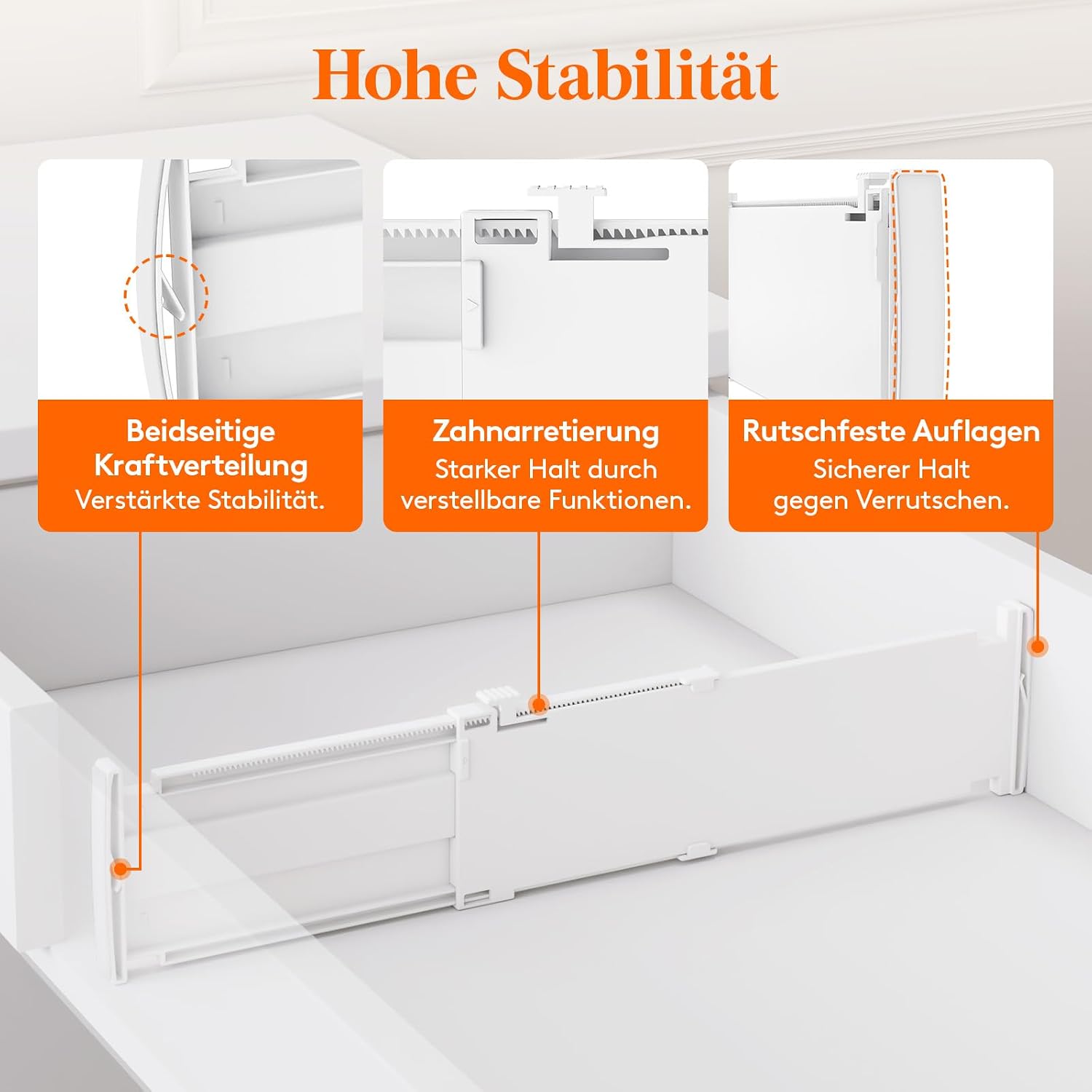 Detalle de Lifewit 9er Set verstellbare Schubladentrenner für Innenlänge 35–55 cm (Schubladen-Höhe ab 10,5 cm)