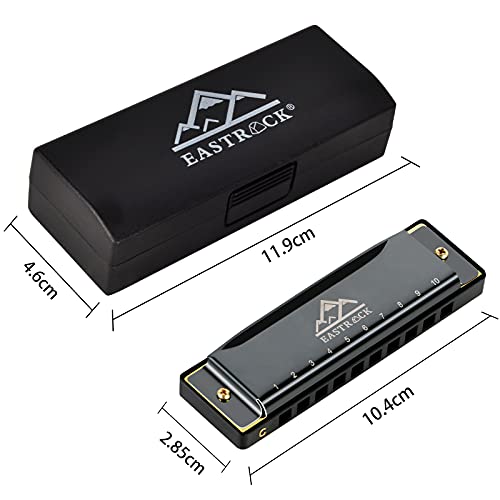 Detalle de Eastrock 10 Trous Harmonica Diatonique en Do – Noir, parfait débutant