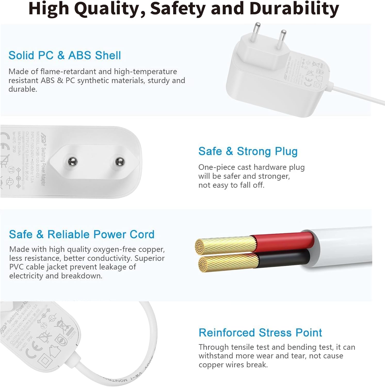 Thumbnail 4 de TONTON Netzteil 12V 3A für AVM FRITZ!Box & Telekom Speedport Smart – weiß, extra langes Kabel (2 m)