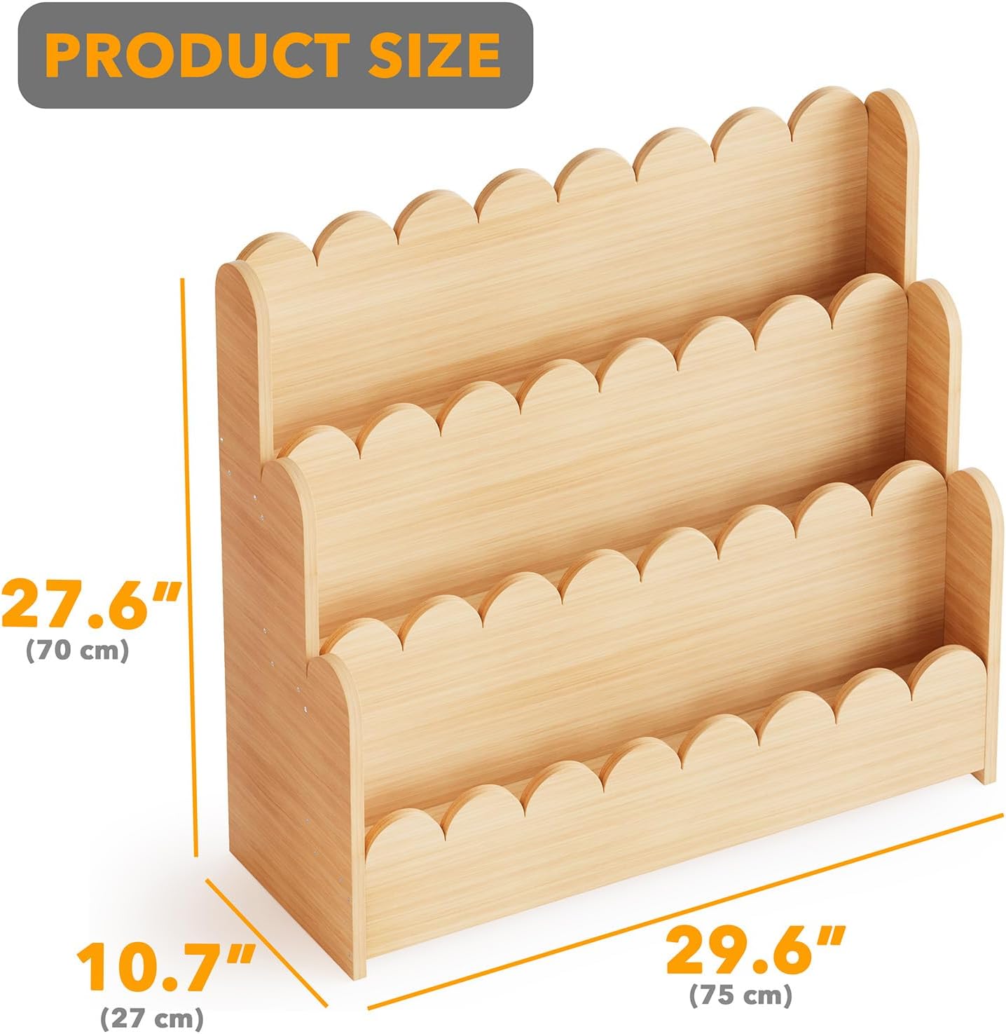 Detalle 2 de SpaceAid 3-Tier Scalloped Bookshelf 29.6"