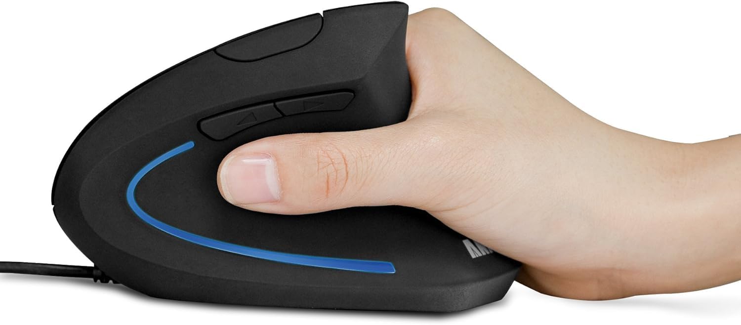 Detalle 2 de Anker Ergonomic Vertical Mouse, USB Wired, Optical, 1000/1600 DPI, Black