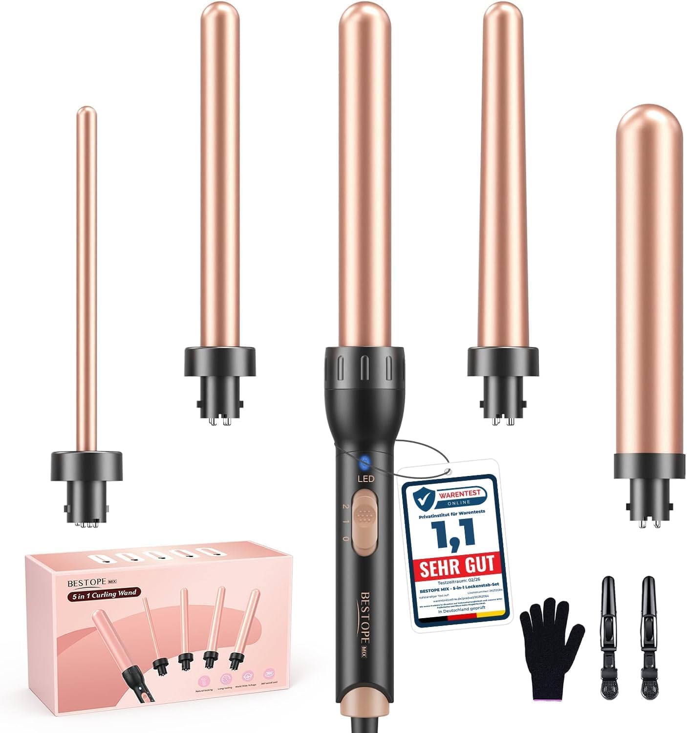 Detalle de BESTOPE MIX L-F9 lokówka 5 w 1 z ceramicznymi nasadkami 9–32 mm