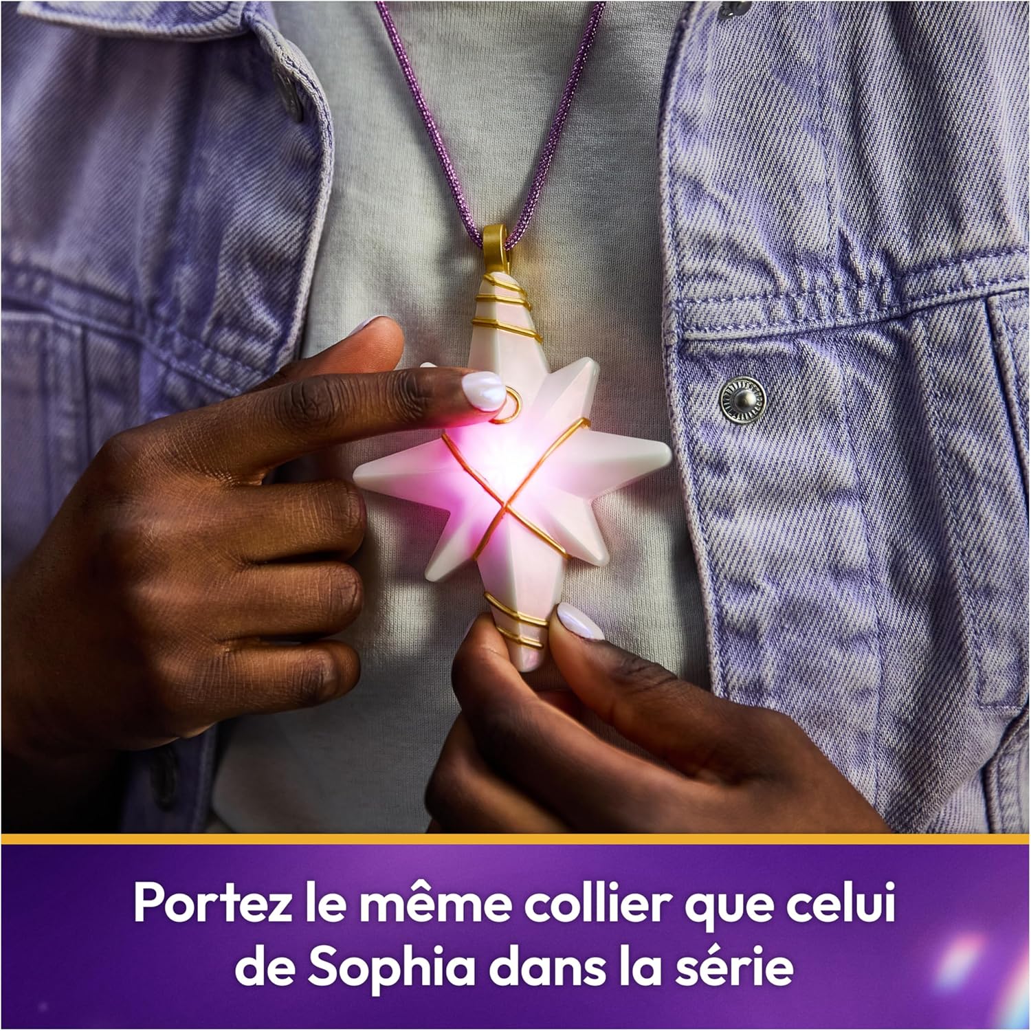 Detalle 2 de Unicorn Academy L’Ecole des Licornes : collier lumineux et bague pailletée Sophia