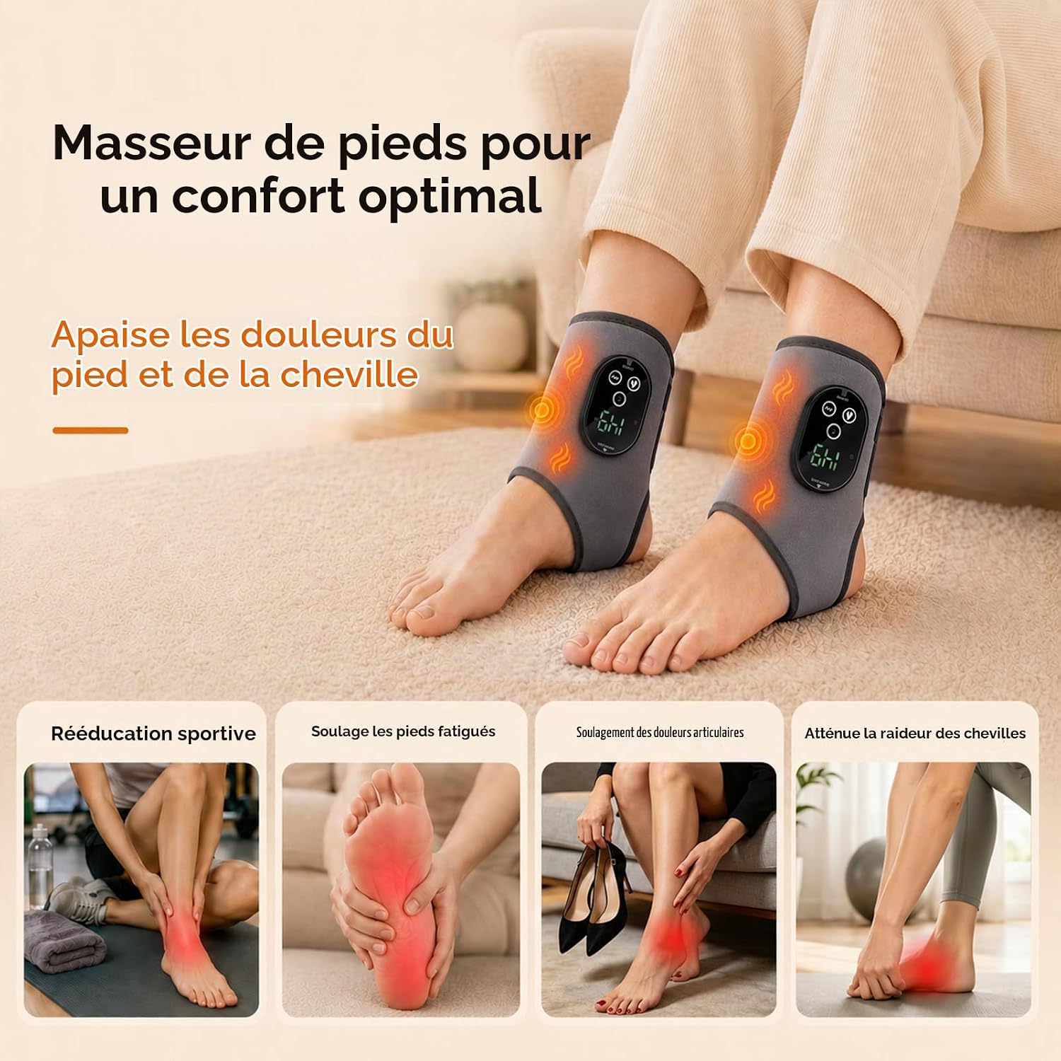 Detalle 1 de MQUPIN 3-in-1 voetmassageapparaat met warmte, vibratie en timer
