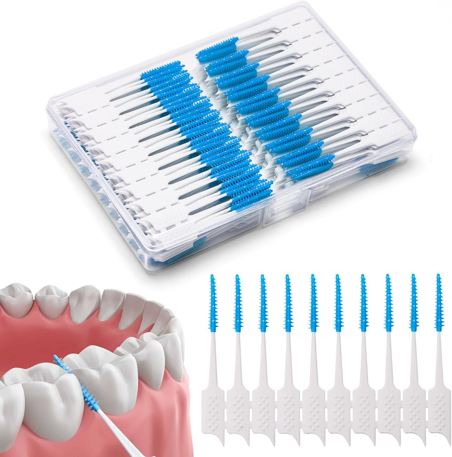 Detalle de ACSKD 300-Piece Interdental Brushes with Silicone Head – Braces Care Set