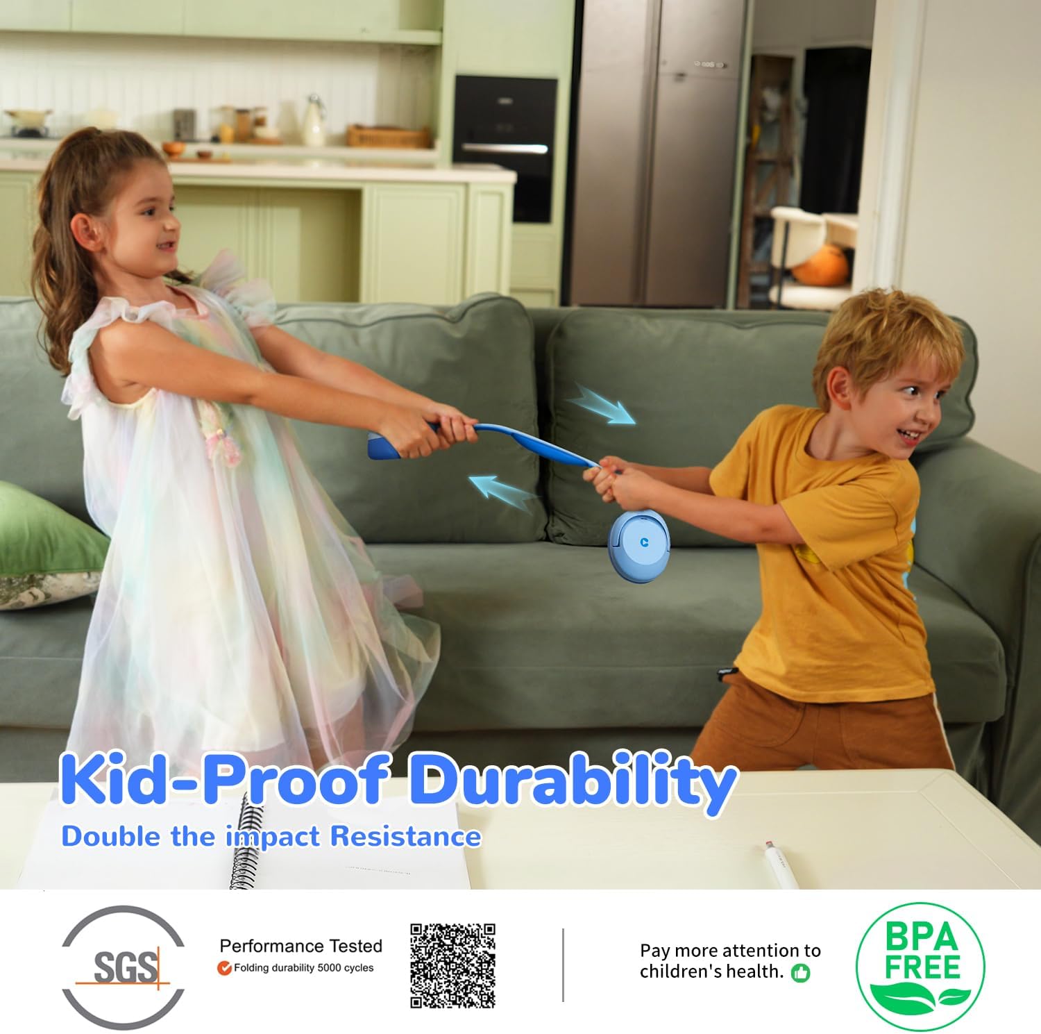 Detalle de iClever Noise Cancelling Kopfhörer Kinder Bluetooth – 60 Std. Spielzeit, 80 dBA Lautstärkebegrenzung, Bluetooth 5.4