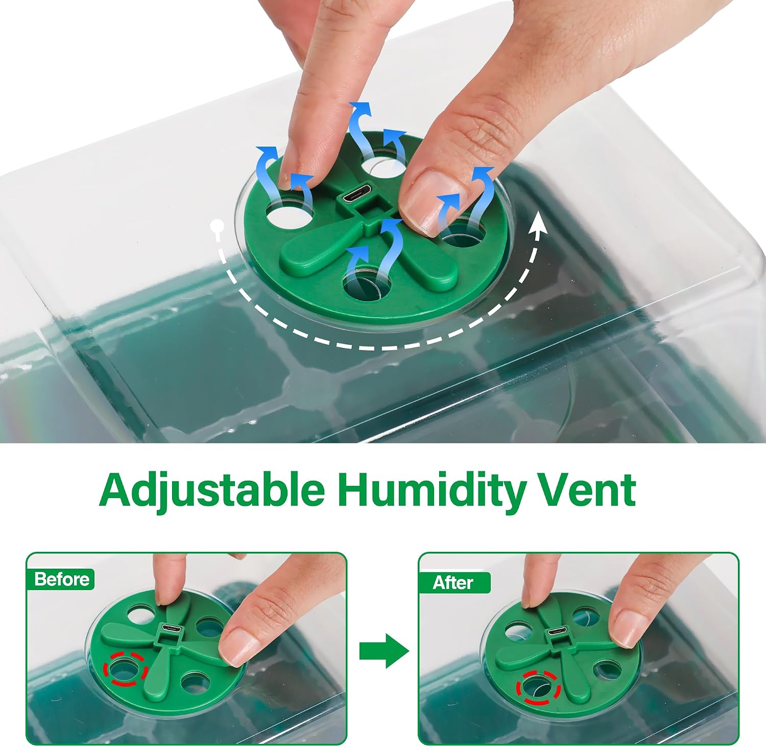 Thumbnail 6 de Bonviee No1 Seed Starter Tray Kit, 60 Cells, 12-LED Grow Lights, Green, 5-Pack