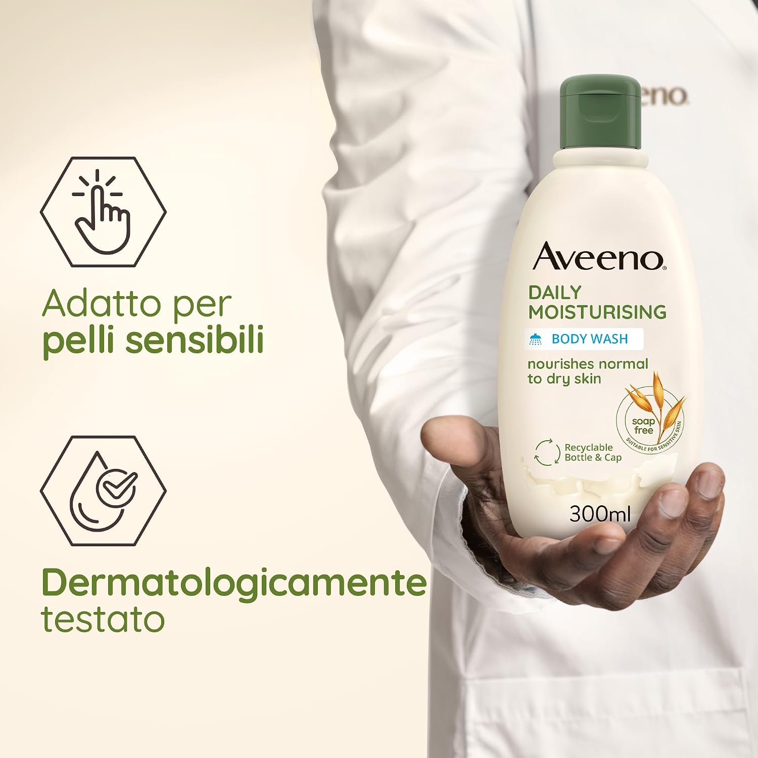 Detalle de Aveeno Daily Moisturising Bagnoschiuma per pelli sensibili (300 ml) con Avena Colloidale
