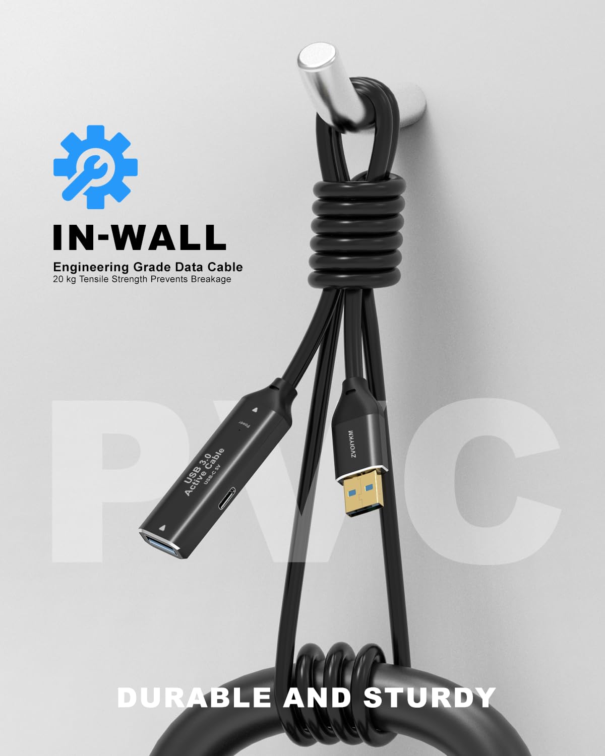 Thumbnail 6 de ZVOIYKM USB 3.0 Active Extension Cable, 15M (50FT) with Built-in Chip – 5Gbps Repeater
