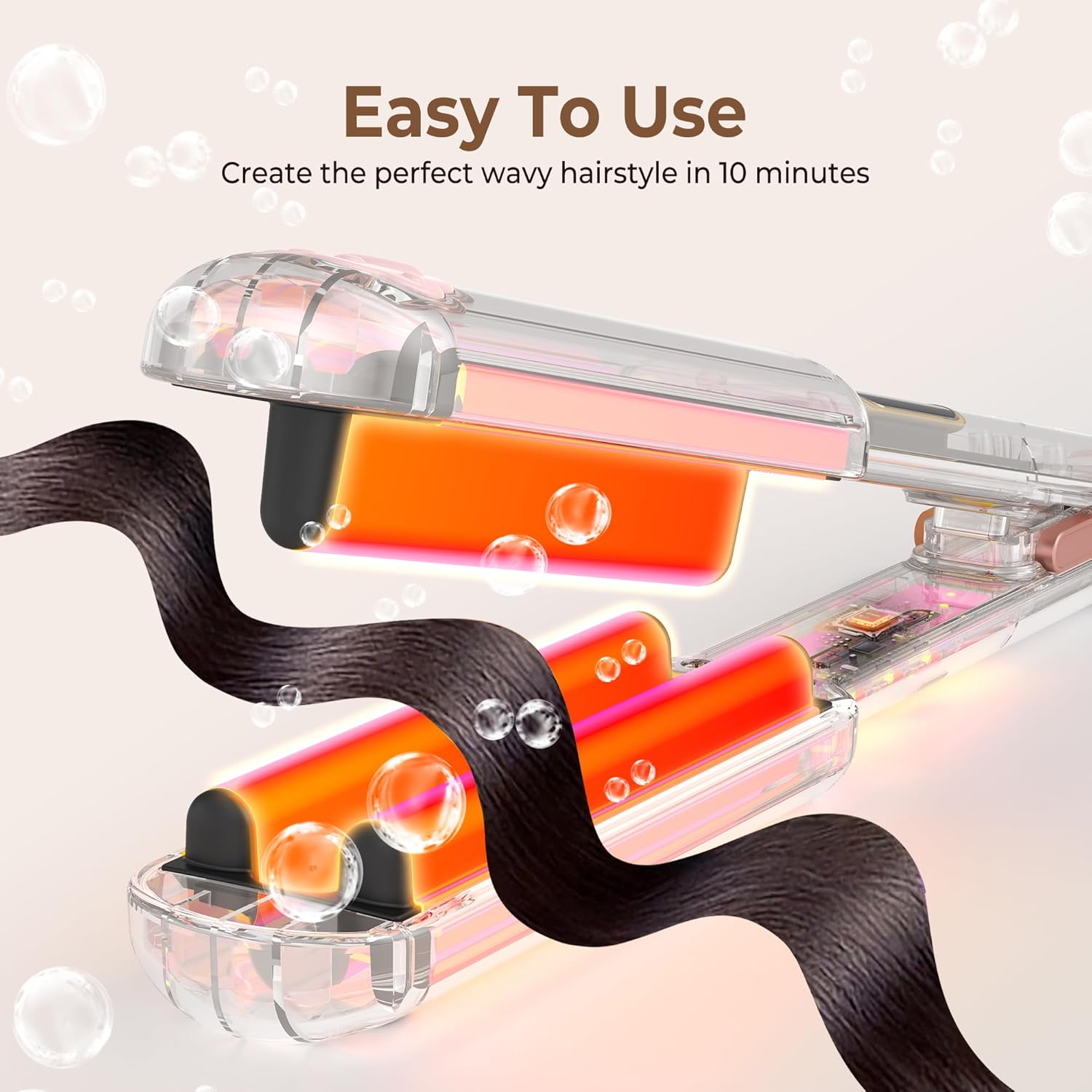 Detalle de UKLISS Hair Waver – Pro 3 Barrels Mermaid Waver (130–210℃) for beach waves