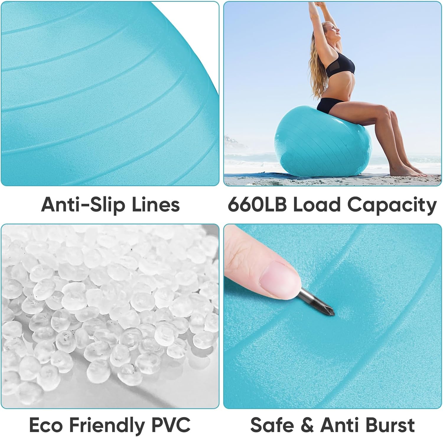 Thumbnail 6 de APEXUP Yoga Ball Exercise Ball: Anti-Slip, Heavy-Duty Stability for Fitness, Balance, and Core Training (5 Sizes)