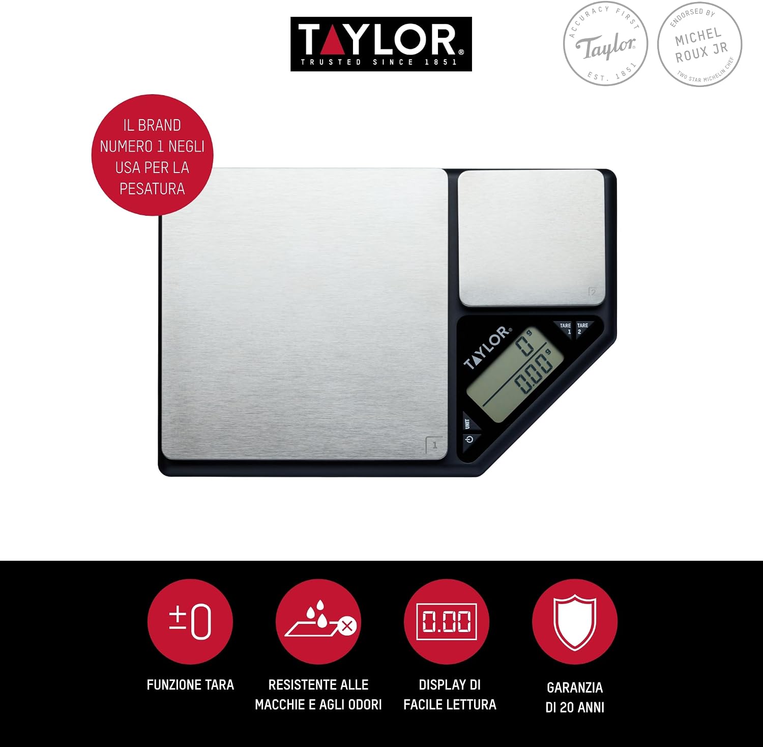Thumbnail 2 de KitchenCraft Taylor Pro digitale keukenweegschaal met dubbel platform, 5 kg/500 g