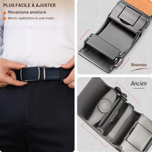Thumbnail 4 de BULLIANT Ceinture Homme en Cuir 35mm - Taille Réglable 110 cm Bleu Antique