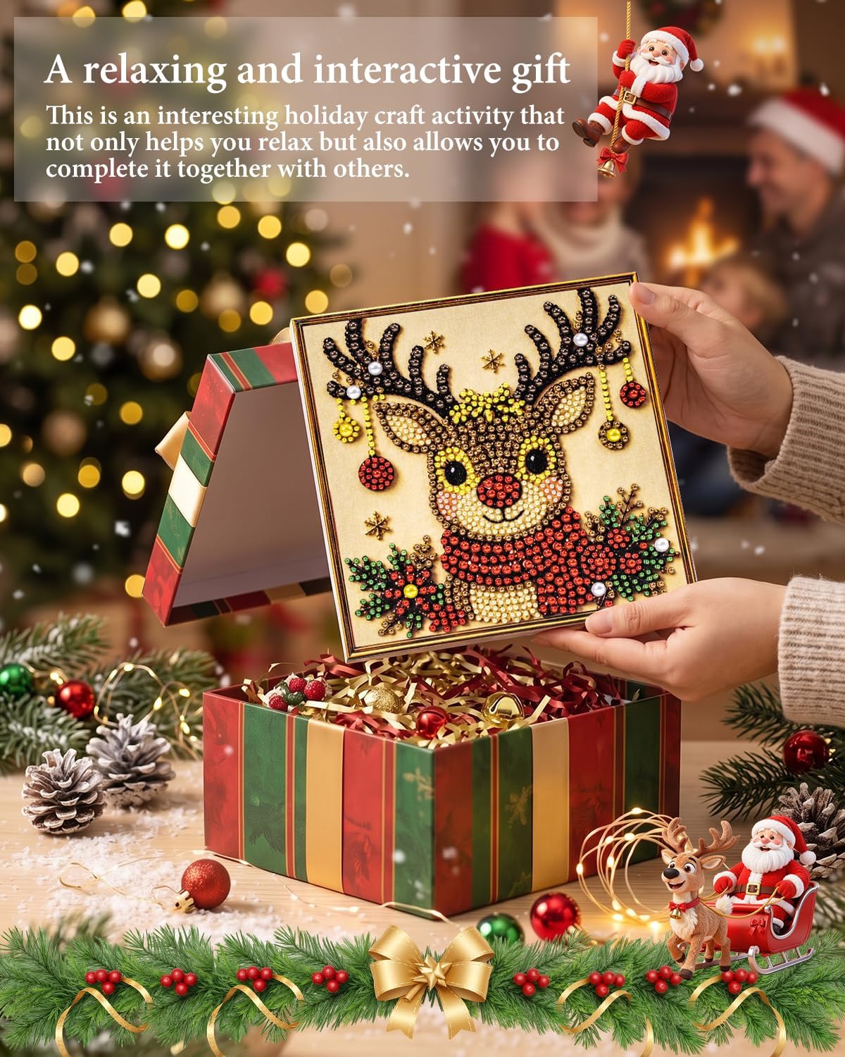 Thumbnail 1 de Christmas Pearl Art Kit with Pre-framed Canvas
