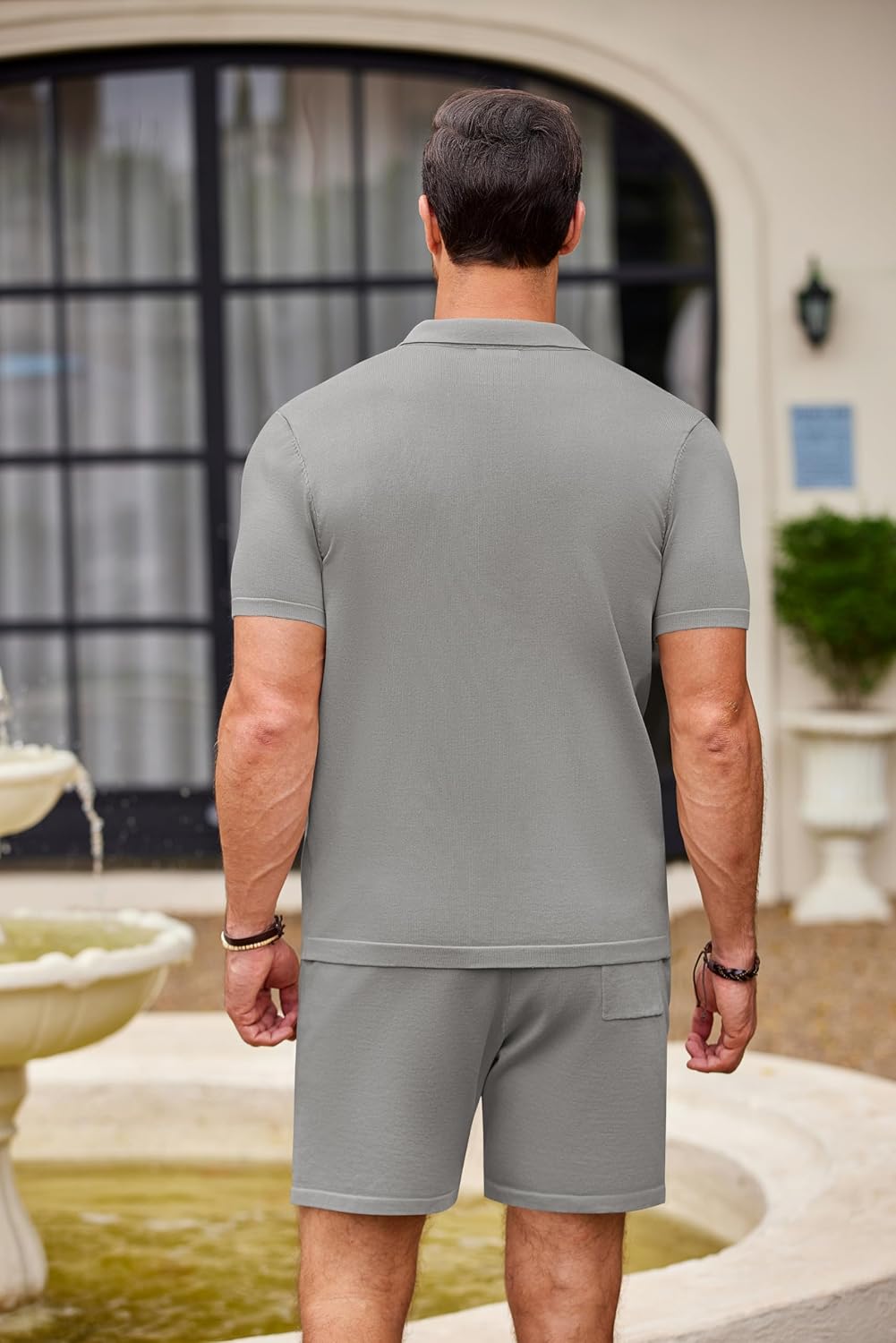 Thumbnail 5 de COOFANDY Men's 2 Piece Vintage Knit Polo Shirt and Short Set
