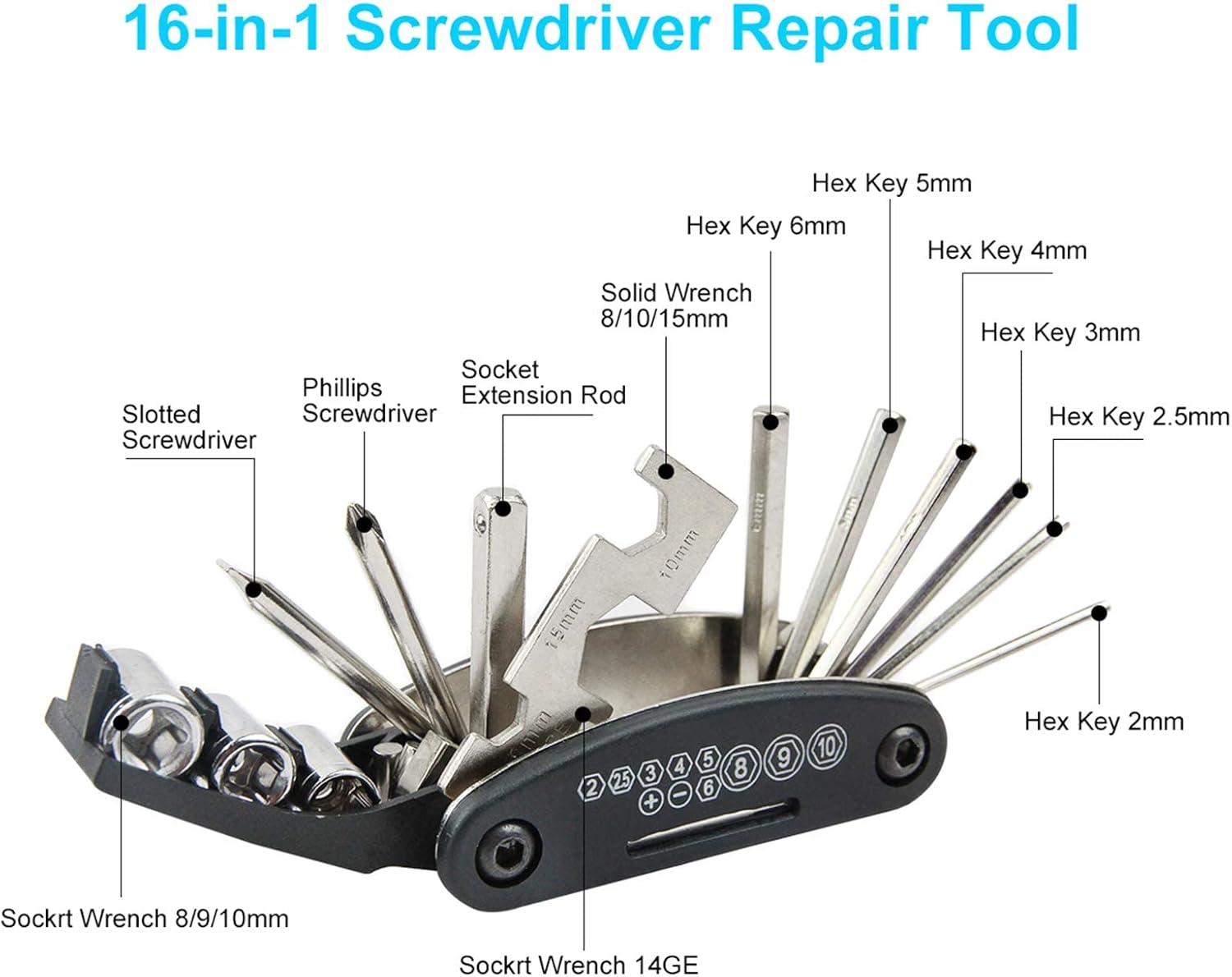 Detalle 2 de CHUMXINY 16‑in‑1 Bike Repair Kit