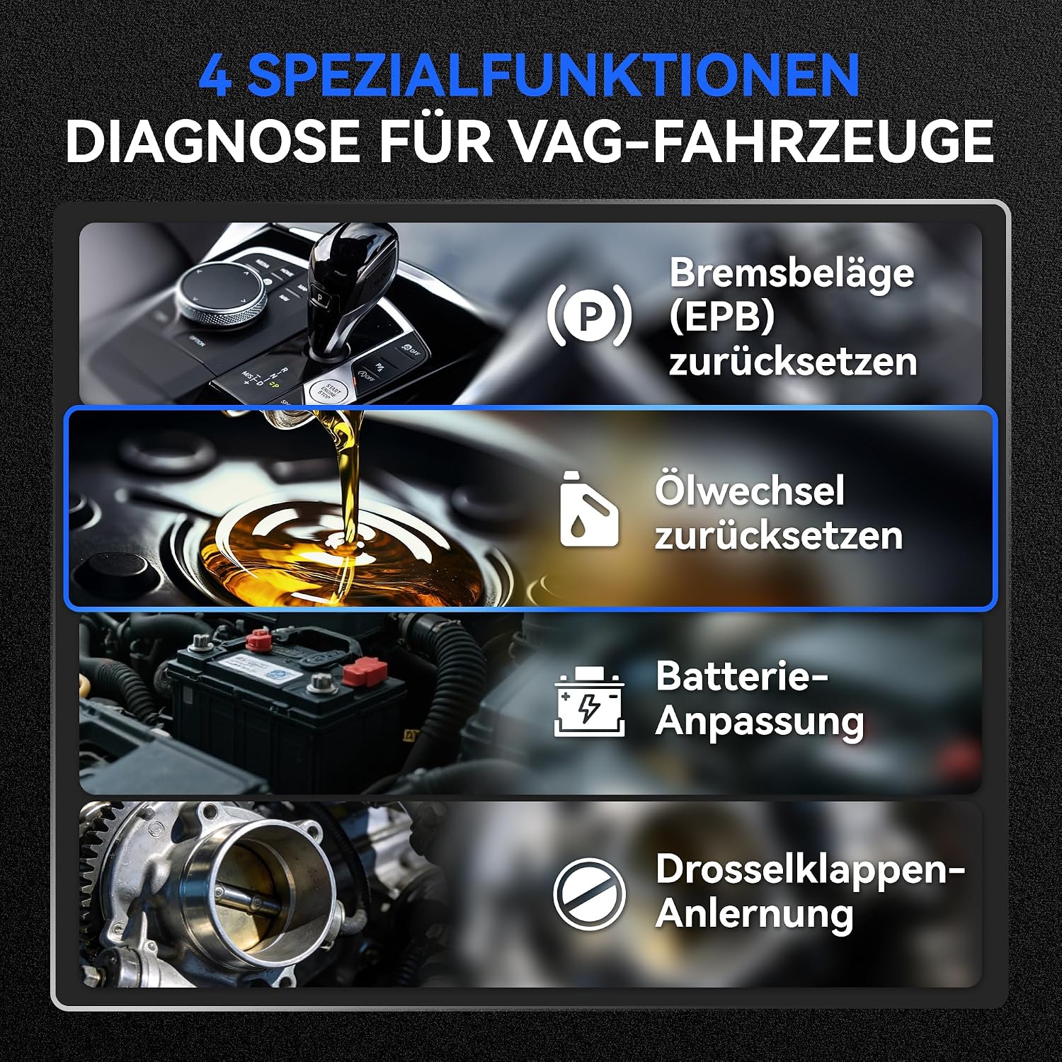 Detalle 2 de KONNWEI KW350 OBD2 Diagnosegerät für VW/Audi/Škoda/Seat – Ganzheitliche Fahrzeugdiagnose und VAG-Spezialfunktionen