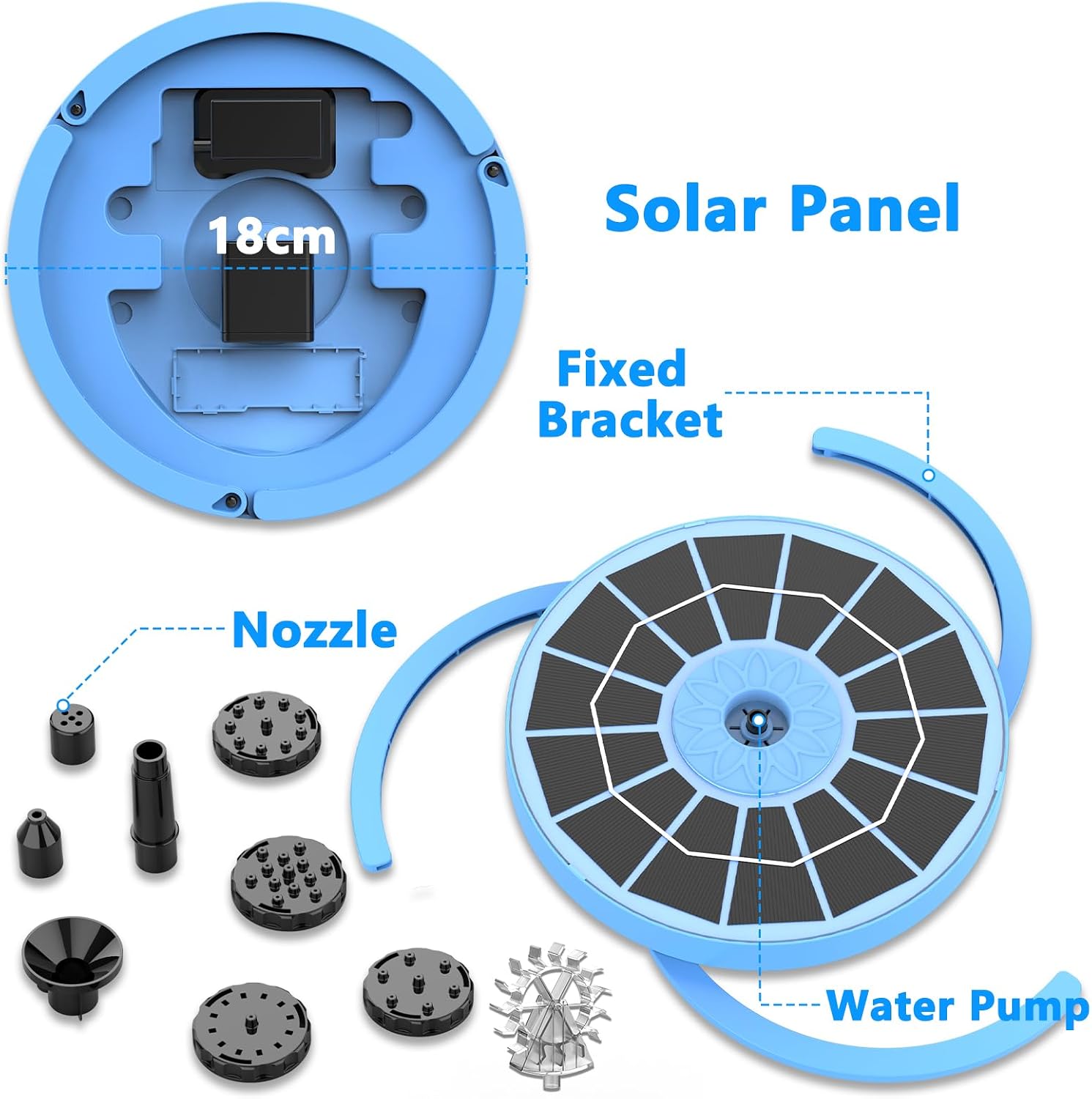 Thumbnail 6 de AISITIN 3.5W Solar Fountain Pump – Upgraded 2025 (Blue) for Bird Bath, Garden and Pond