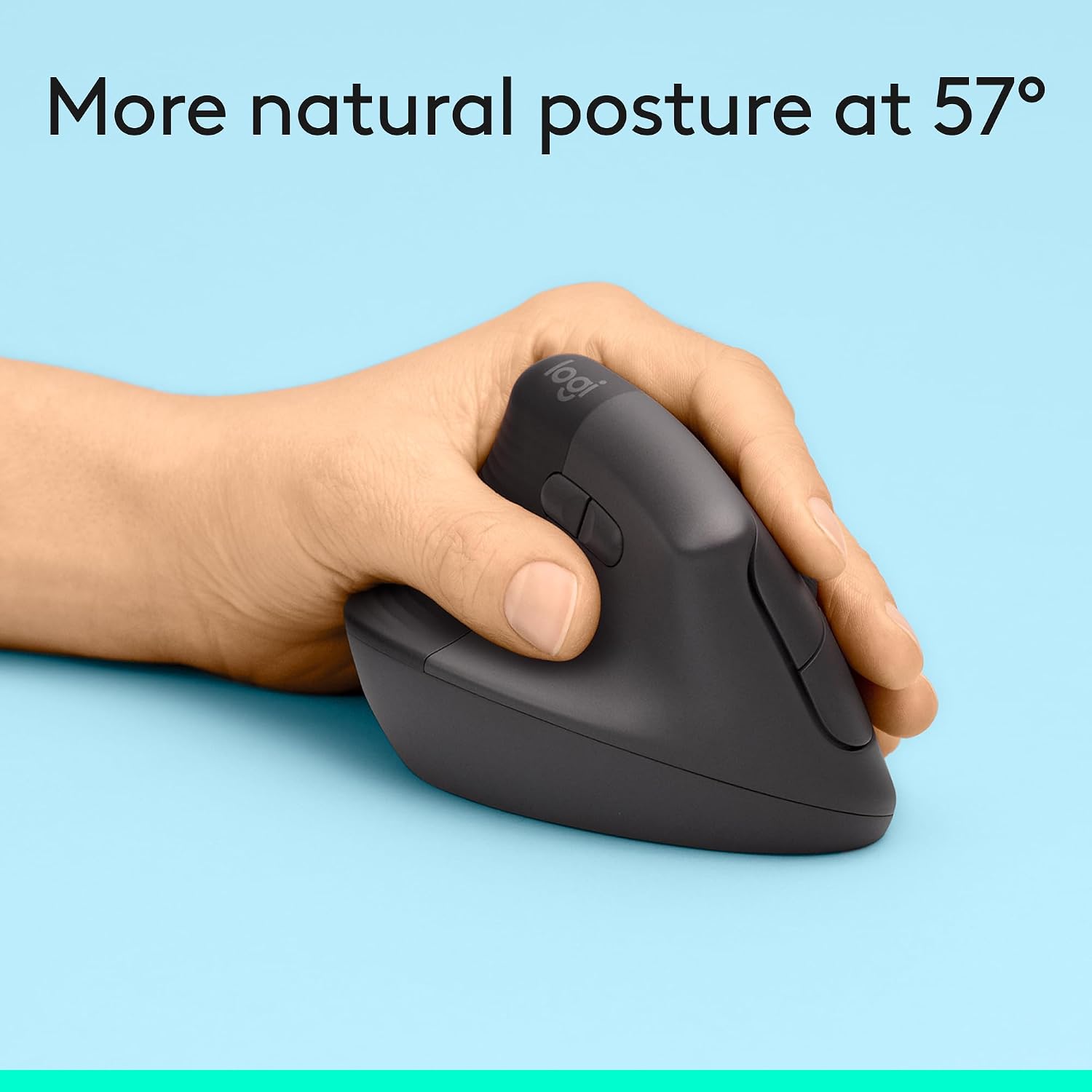 Detalle de Logitech 910-006467 Lift Ergo Left-Handed Vertical Wireless Mouse, Graphite