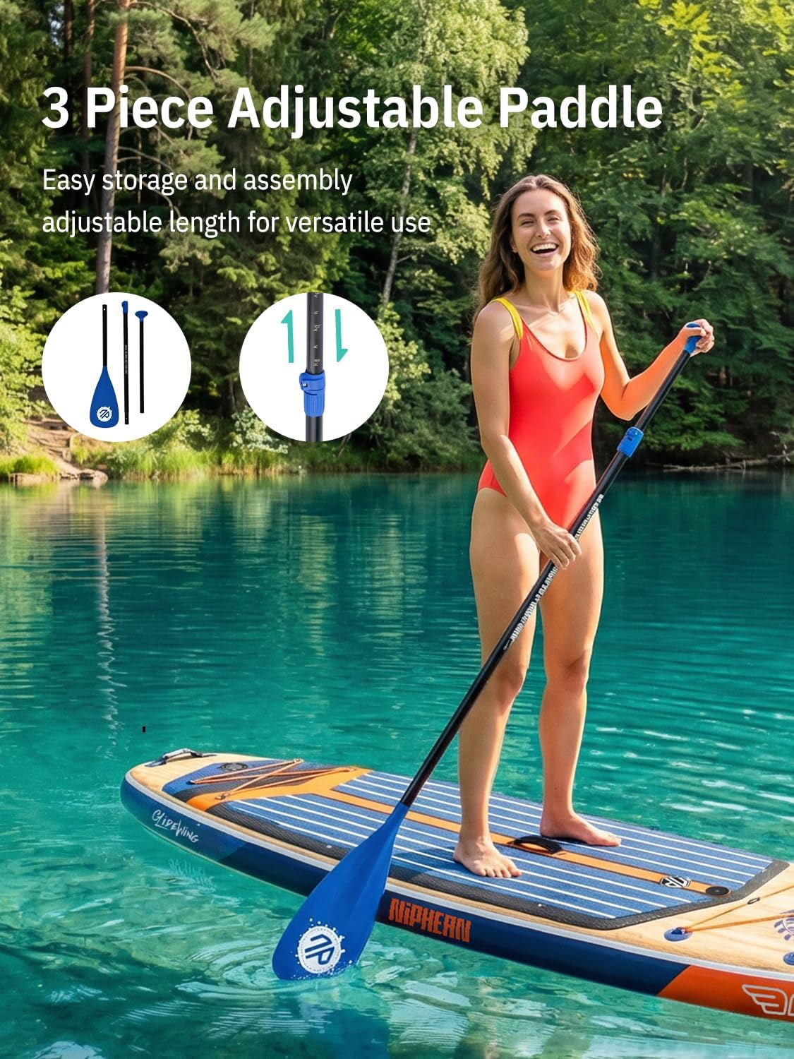 Thumbnail 6 de Niphean (Extra Large) Inflatable Paddle Board (SUP) for 2–3 People, 500+ lbs Capacity + Accessories
