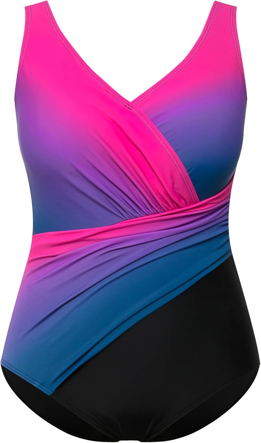 Detalle de Ulla Popken Costume da Bagno con Gradiente di Colore, Materiale Riciclato e Coppe Morbide 826266