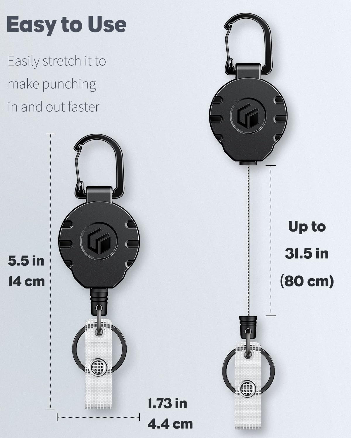 Thumbnail 6 de Uniclife Retractable Keychain Badge Reel Heavy Duty (up to 226 g), 80 cm steel wire rope