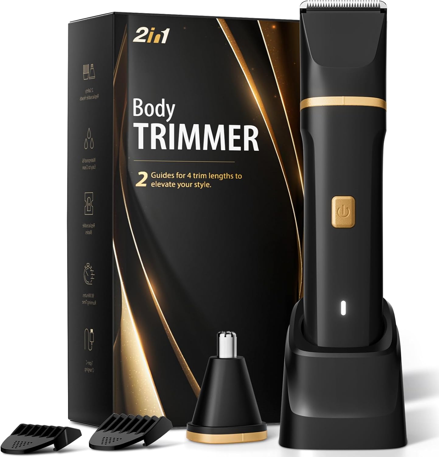 Detalle de Risina Body Trimmer for Men: 2-in-1 Groin & Body Hair Trimmer with Ceramic Blades