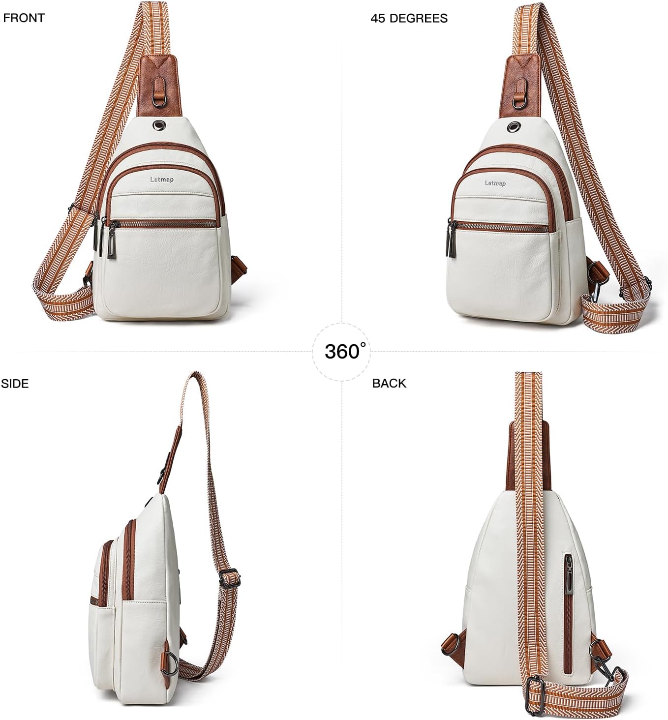 Thumbnail 6 de LATMAP Sling Bag For Women and Men – Leather Small Backpack and Crossbody Pack